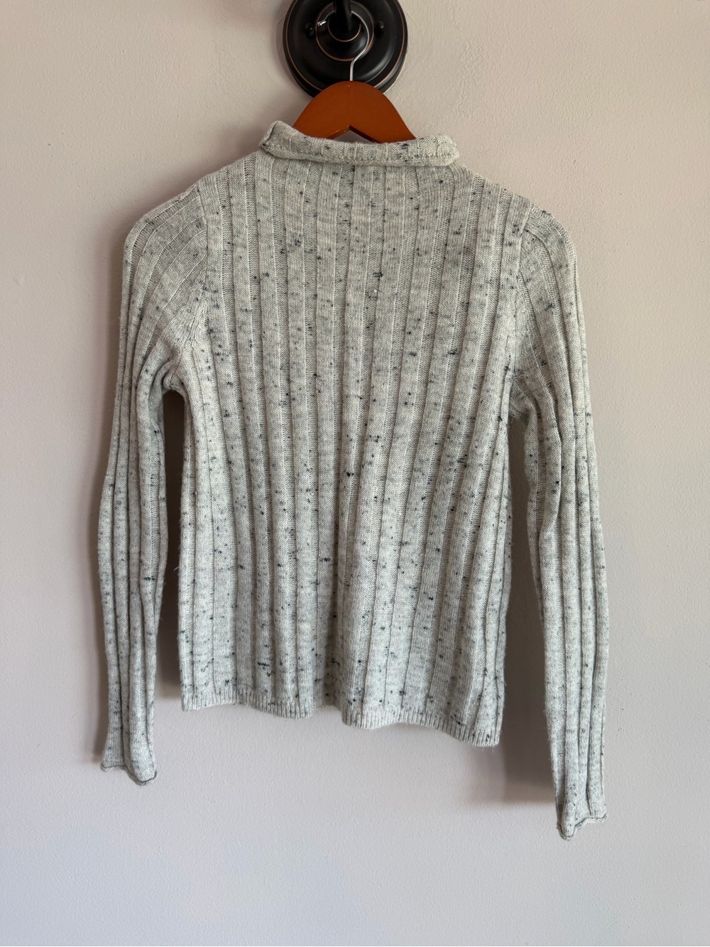 Madewell Grey Speckled Ribbed Mock Neck Sweater XXS Salt and Pepper Knit